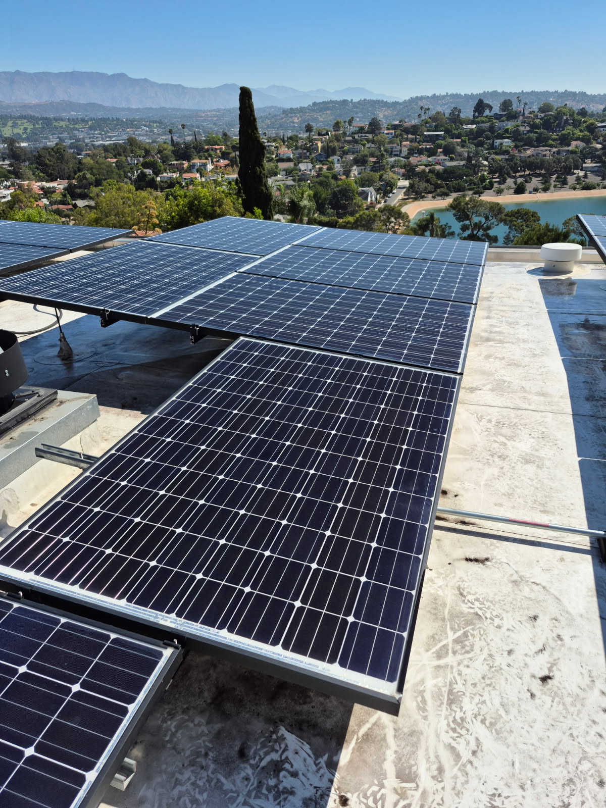 Clean solar panels after service